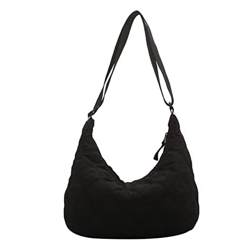 Image of DKIIL NOIYB Nylon Shoulder Bag Crescent Purse for Women Puffer Tote Handbag with Zipper Quilted Crossbody Bag for Daily Use