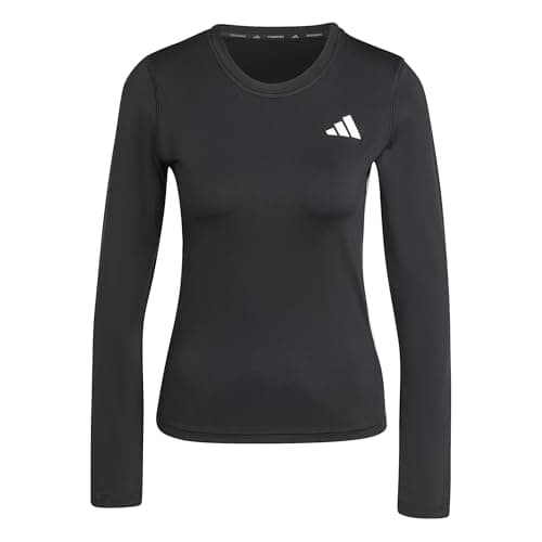 Image of adidas Women's Train Essentials Long Sleeve 3-Stripes Workout Top, Black/White, XS