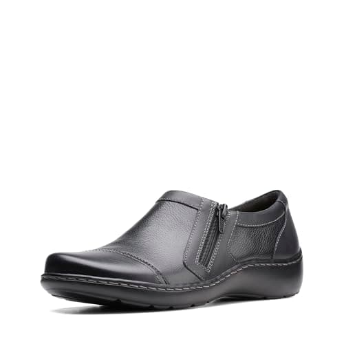 Image of Clarks Women's Cora Giny Loafer, Black Tumbled, 6 UK