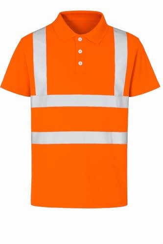 Image of NIYS High Visibility Polo Shirt Yellow Orange Navy Safety Security Work Breathable Lightweight Workwear Top Reflective Tape Small to 3XL (UK, Alpha, M, Regular, Regular, Orange)