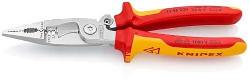 Image of KNIPEX Pliers for Electrical Installation, VDE, Opening Spring, for Cutting Cable, Wire Stripping, Crimping, Gripping, Bending, 13 96 200