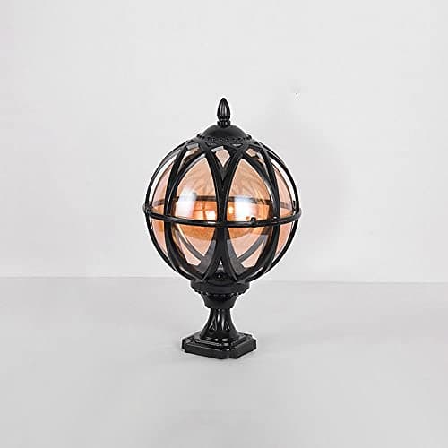 Image of Traditional Victorian Column Light Globe Glass Lantern, Classic Outdoor Waterproof Pillar Post Lamp, Creative Ball Courtyard Patio Porch Gate Landscape Pedestal Lamps (Size : S)