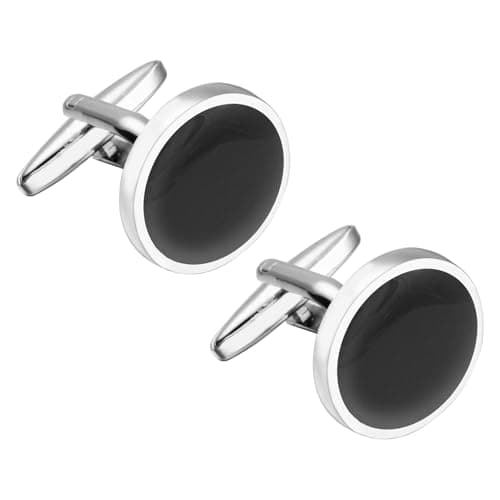 Image of Black Cufflinks for Men,Cuff Links Mens,Cuff Links Groom,Classic Men's Cufflinks,Cufflinks for Men Wedding,Shirt Studs,Suitable Men and Boy