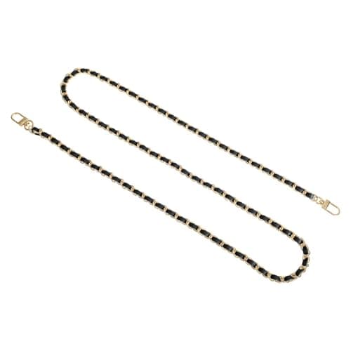 Image of TA-VIGOR 47" Handbag Chain Strap Replacement with Buckles, Leather Iron Flat Purse Chain Straps Bag Chains DIY for Handbags Shoulder Bag and Cross Body Bags (Black Strap + Gold Chain)
