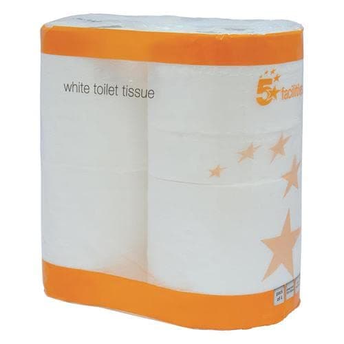 Image of 5 Star Facilities Toilet Rolls 2-ply 102x92mm 4 Rolls of 200 Sheets Per Pack White [Pack 9] Free finchley Refill Pen (1)