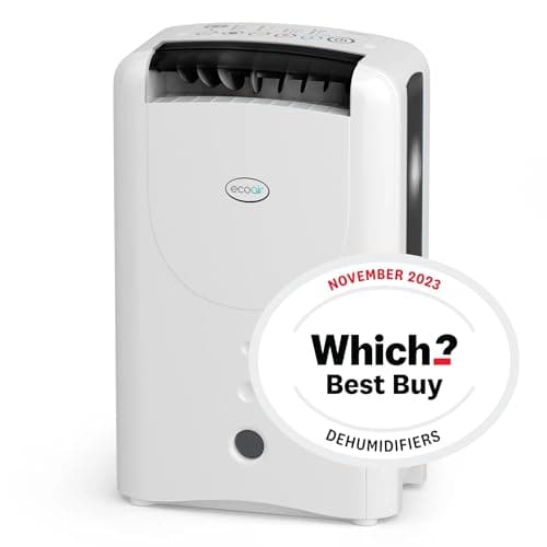 Image of EcoAir DD1 Classic MK6 Black Desiccant Dehumidifier | Electronic Control | 7.5 L/Day | Quiet 34dBA | Ioniser | Silver Filter | Laundry | Timer | 6Kg | Home Garage Basement Boat