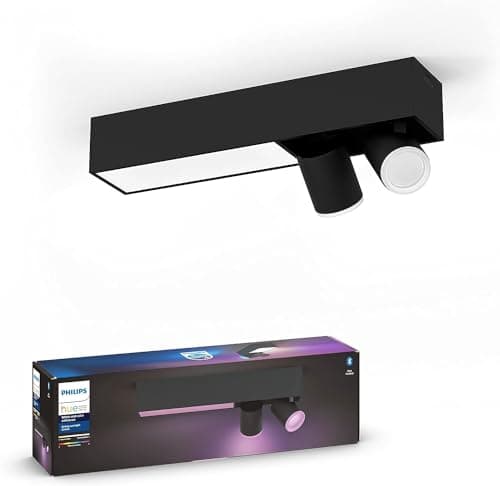 Image of Philips Hue Centris White and Colour Ambiance Smart Ceiling Bar Light, 2X SpotLights [GU10 Spot] with Bluetooth, Black. Works with Alexa, Google Assistant and Apple HomeKit