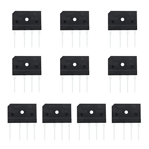Image of ECSiNG 10pcs GBJ2510 25A 1000V Bridge Rectifier Through Hole Flat Diode Bridge Rectifier for Switching Power Supply LED Light Electronic Circuits