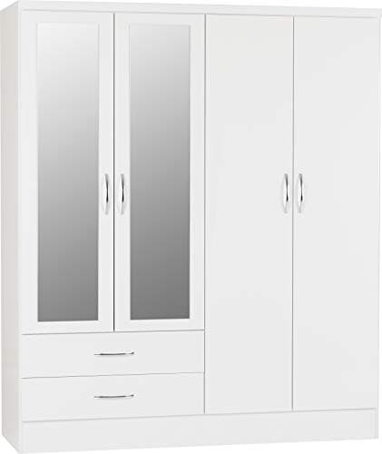 Image of Seconique Nevada 4 Door 2 Drawer Wardrobe in White Gloss