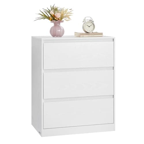 Image of VASAGLE KAILYN Collection - Chest of Drawers for Bedroom, Storage Organiser Unit with 3 Drawers, 40 x 60 x 75 cm, Modern Style, Snow White LTS613WE01