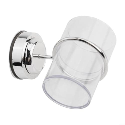 Image of TDCuizent Suction Cup Toothbrush Holder Bathroom Tumbler Cup Organizer Stainless Steel and Plastic Wall Mounted Design with Chrome Finish and Clear Hygienic Cup for Organising Toothbrushes