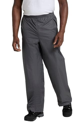 Image of Mountain Warehouse Pakka Mens Waterproof Rain Overtrousers - Packable & Quick Dry Pants with Taped Seams & Adjustable Ankle Opening - Spring Summer, Outdoors Grey S