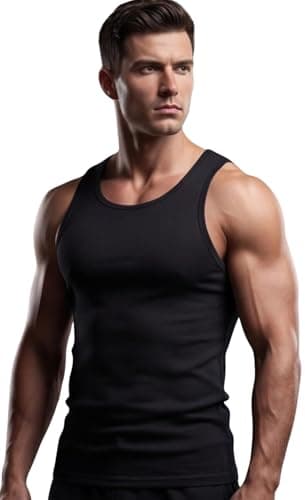 Image of JUNGANRHA® Mens Vest Tops Summer Multipack - Dry Fit Tank Top for Gym Sleeveless Workout Tops Multipack Cotton Plain Tshirt for Athletic Wear Running Undershirt Black, Size Medium