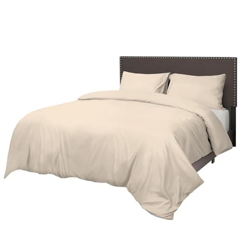 Image of Sapphire Collection Bedding Duvet Cover Soft Brushed Microfibre Duvet Cover with Pillowcases Bedding Quilt Cover Set Wrinkle free (Mocha, Double)