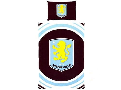Image of FOCO Aston Villa FC Pulse Single Reversible Duvet Cover Set with Pillowcase, Football Club Bedding