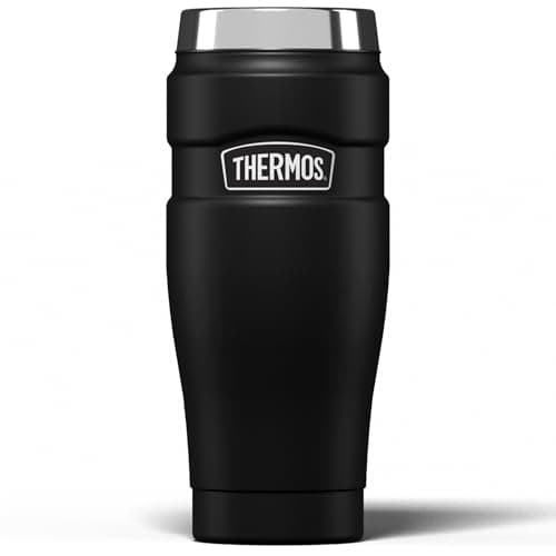 Image of Thermos Stainless King Travel Tumbler & Multi- Purpose Flask- 470ml Insulated Hot & Cold Water Bottle for Daily Commute & Weekend Adventures - Sleek Design in Matt Black, 5-Year Durability
