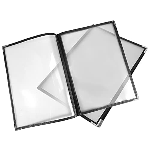 Image of Yocdunm 2Pcs Transparent Restaurant Menu Covers for A4 Size Book Style Cafe Bar 4 Pages 8 View