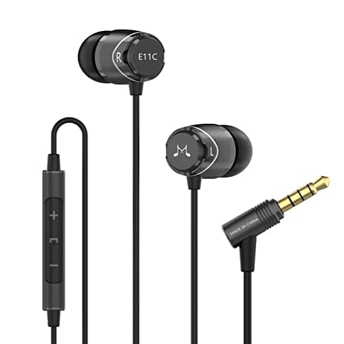 Image of Soundmagic E11C Wired Earbuds with Microphone HiFi Stereo Earphones Noise Isolating in Ear Headphones Powerful Bass Tangle Free Cord Black