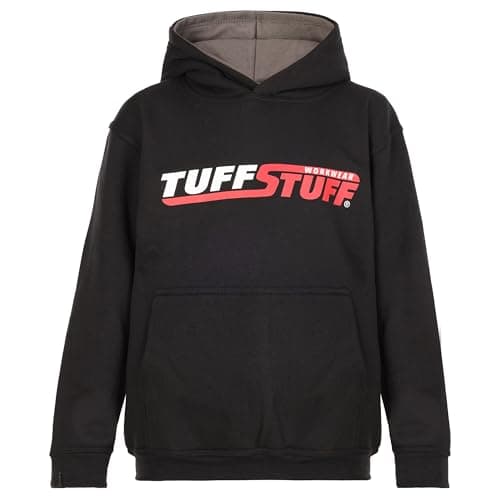 Image of TuffStuff - Junior Hendon Hoodie with Logo - Size: 11-12 Years, Black - 50% Cotton, 50% Polyester - Featuring a Jersey Knit, Lined Hood & Front Pouch Pocket - Reactive Dyed - Unisex Kids Hoodie