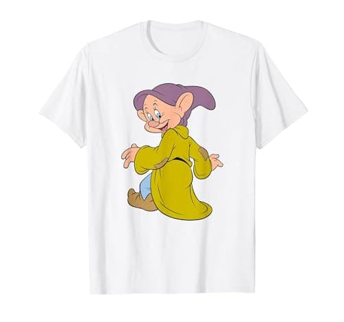 Image of Disney Snow White And The Seven Dwarfs, Dopey Poses T-Shirt, Men, White, Large