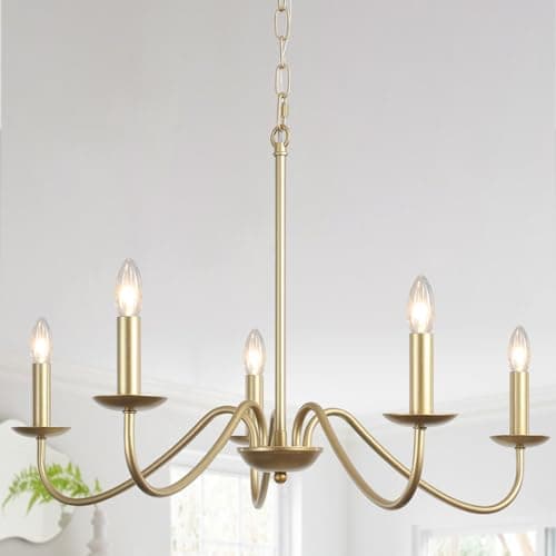 Image of ASHUAQI 5 Light Gold Chandelier