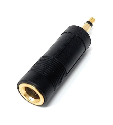 Image of DRUT 1pcs 6.35mm Mono Jack Socket to 3.5mm Mono Jack Plug Audio Cable Converter Adapter Gold Plated Contacts (Black)