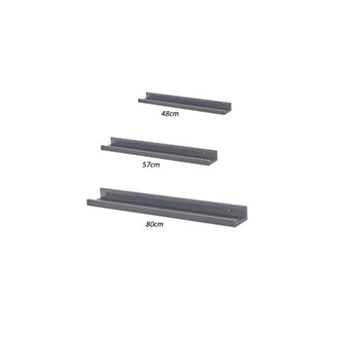 Image of Optimal Products Wooden Floating Shelf Shelves Kit Wall Mounted Display Unit Home Office Bathroom Home Accessories Decorative Floating Shelves (DURA GREY 480X100X40MM)