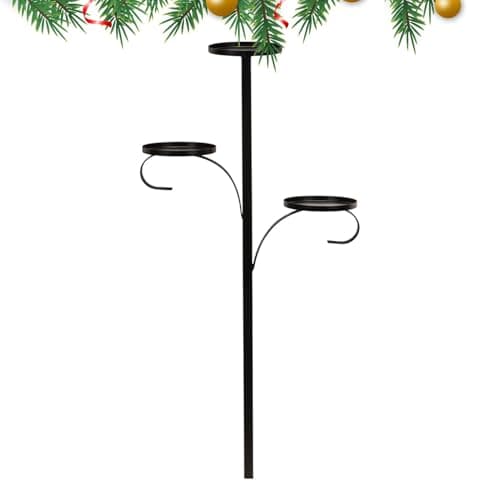 Image of Black Triple Tree Topper, 3 Tier Candelabra Tree Topper for Christmas, Christmas Topper Unique, Light up Christmas Tree, Iron Candle Stand, Christmas Tray Candle Light Holder for Table Decor