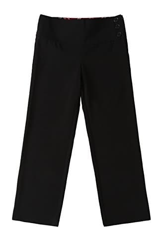 Image of Bienzoe Girls School Uniform Trousers: Kids Adjustable Waist Durable Straight Leg Dress Trousers Black 16