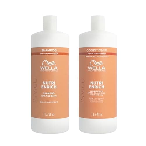 Image of Wella Professionals Deep Nourishing Professional Hair Care Duo for Dry & Damaged Hair, Invigo Nutri-Enrich Shampoo 1L & Conditioner 1L Bundle