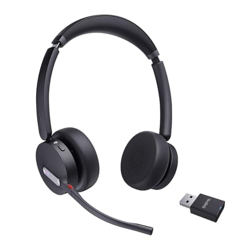 Image of Yealink WH64 Hybrid DECT& Bluetooth Wireless Headset with Mic for Work, Bluetooth Headphones with DECT Dongle, 3X Mic, 492ft Range,32H Talk Time, Office Portable Stereo On Ear Headsets for PC Laptop