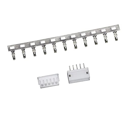 Image of ZH 1.5mm 5-pin Board-to-Wire Crimp Connector Plug + PCB Socket + Crimps, Pack of 10 Compatible With JST ZH