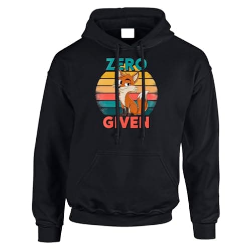 Image of Zero Given Funny Animal Design Mens Funny Hoodie Christmas Jumper Witty Gift Fox Mood Hoody Black - XX-Large