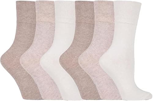 Image of ZRWASKA® Diabetic Socks For Women Wide Honey Comb top soft cuff Ankle Oedema friendly Non-Elastic Grip for Swollen feet Leg Non-Binding Circulatory Neuropathy Sock 4-8 (Pack 6) (Light Brown (6 Pairs))