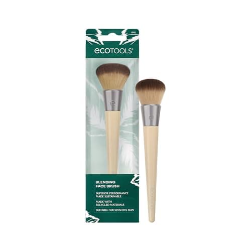 Image of EcoTools Blending Face Makeup Brush, For Liquid & Cream Foundation, Bronzer, & Blush, Multipurpose Makeup Brush, Dense, Synthetic Bristles, Eco Friendly, Cruelty-Free & Vegan, 1 Count