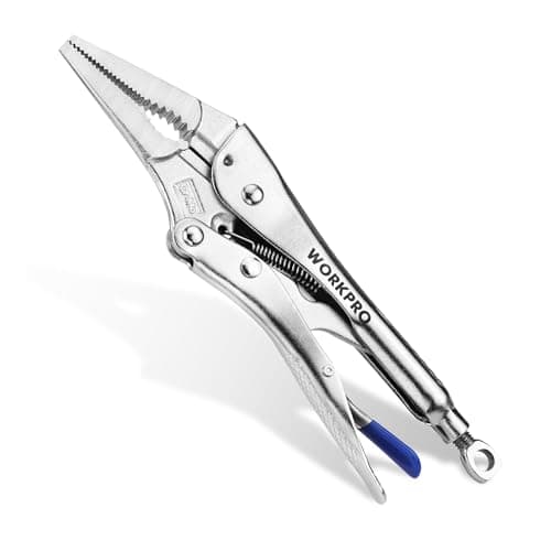 Image of WORKPRO 9.5" Long Nose Locking Pliers, CR-MO Steel Construction with Perforated Screw, Multipurpose Clamping Tool for Automotive, Welding, and Home DIY