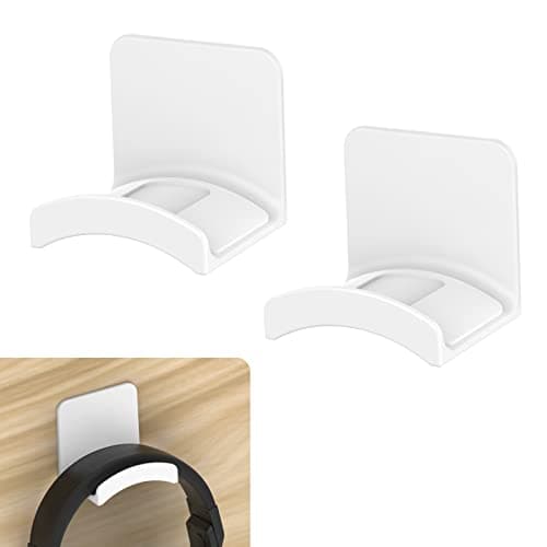 Image of Cozycase Headphone Mount Hanger Holder - 2 Pack Strong Adhesive Headset Hook Stand for Gaming Headphone & Controller up to 2.2lb,Headset Mount for Home/office/ Game Room, White