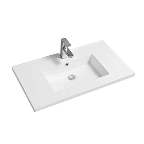 Image of Limoge® Mid-Edge Ceramic 81cm Inset Basin with Rectangular Bowl