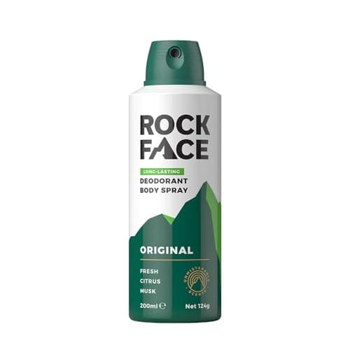 Image of Rock Face Men's Body Spray - Original Fragrance Body Spray Deodorant for Men, 200ml, Fresh Citrus Scent, Long Lasting