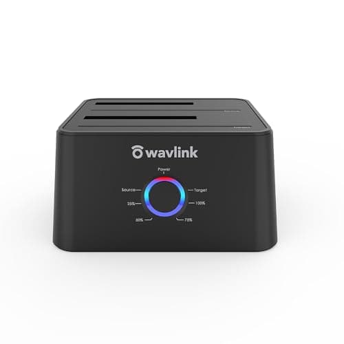 Image of WAVLINK USB 3.0 Dual Bay SATA External Hard Drive Docking Station for 2.5 Inch and 3.5 Inch HDD/SSD Support Offline Clone/Backup Functions - Black, Dual Bag