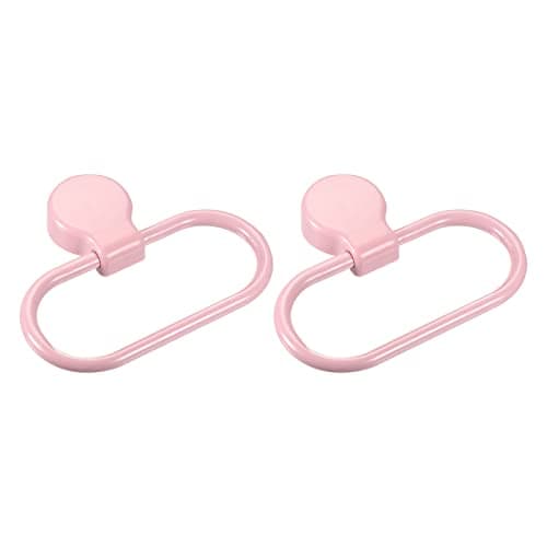 Image of sourcing map 2 Pack Wall Mounted Oval Towel Ring ABS Hanging Holder Self-Adhesive for Bathroom Kitchen Accessories, Pink