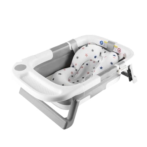 Image of simpa Foldable & Collapsible Baby Bath Tub with Support Cushion – Portable, Non-Slip, Temperature-Sensitive Plug for Newborns to 3 Years