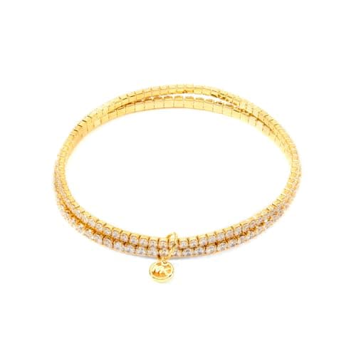Image of Michael Kors Women's Premium Kors Brilliance Gold-Tone Brass Double Bracelet, MKJ8359CZ710