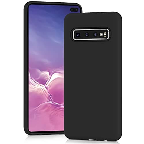 Image of YATWIN Silicone Case for Samsung Galaxy S10 Plus, Soft-Touch, Shockproof, DustProof, Antiskid Full Body Armour Phone Cover for Samsung Galaxy S10 Plus - Black