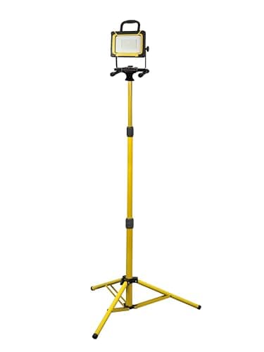Image of Faithfull 45W LED Tripod Site Light with Backup Battery – 4500 Lumen Portable Work Light for Indoor and Outdoor Site Safety, Construction and Emergency Use – 110V