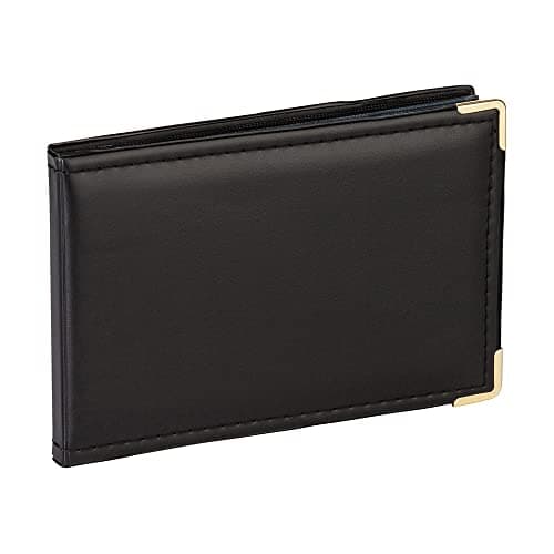 Image of Kenro APL Photo Albums (Pack of 1) - 6x4 Photo Album (10cm x 15cm) for 36 Photos. Landscape Photo Album with Gilt Corners & Protective Cover. Black Leather Look, Carlton Series - APL150