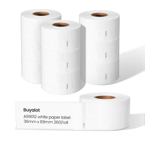 Image of Buyalot 10 Rolls Compatible with Dymo 99012 (36mm x 89mm) Large Address Label S0722400 for LabelWriter 450 4XL 400 330 320 310 Twin Turbo Duo Printer 260/roll
