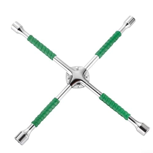 Image of Cross Style Four Socket Lug Wrench Designed for 17mm 19mm 21mm 23mm Wheel Nuts on Passenger Vehicles (20inch green)