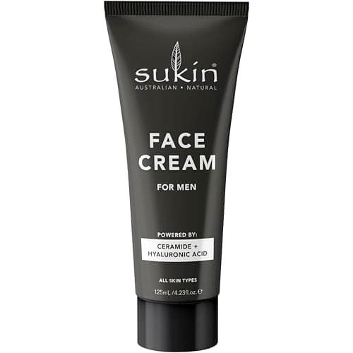 Image of Sukin - Mens Face Cream - Contains Ceramides, Hyaluronic Acid, Coconut, Jojoba Oil, Baobab Extract, Vitamin E and More - Natural Face Moisturiser - 125ml