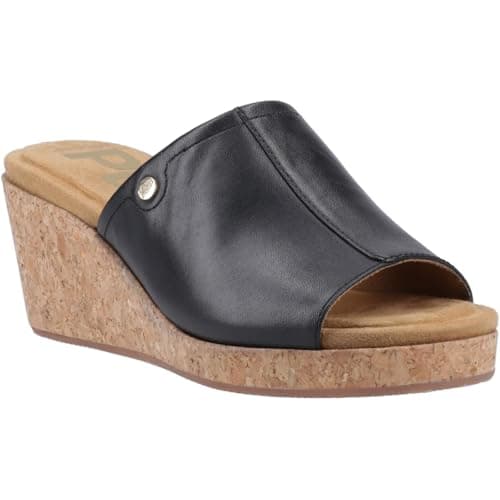 Image of Hush Puppies Willow Leather Women's Black Wedges - UK 3